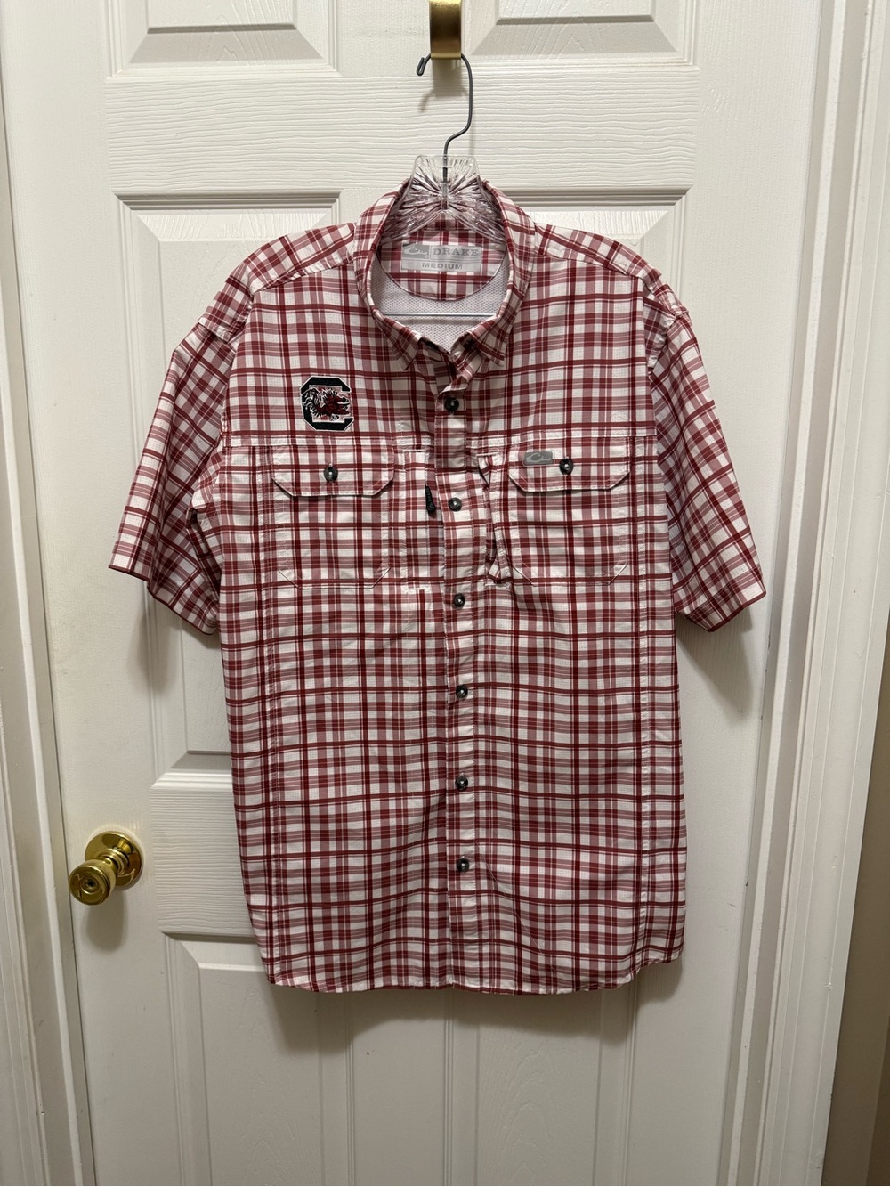 Drake South Carolina Gamecocks Plaid Fishing Shirt Mens M Vented Outdoor USC